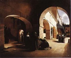 Francois Bonvin The Ave Maria;Interior of a Convent at Aramont,Verberie(Oise) Sweden oil painting art